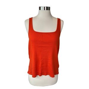 Madewell Ribbed Tank Top Women Sleeveless Stretch Boho 90s Festival Orange Large